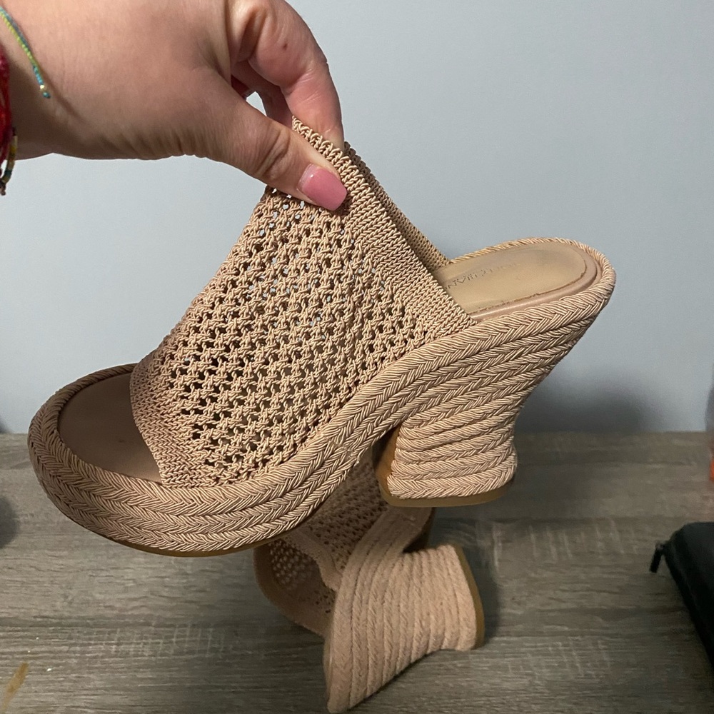 Women's Tan Woven Heeled Sandals